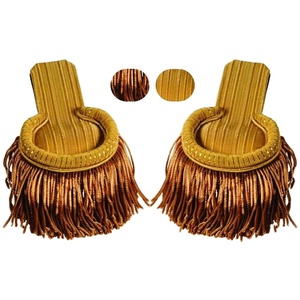 แผ่นประดับไหล่แบบพรีเมียมสีน้ำตาลขอบพู่ ทำจากโพลีเอสเตอร์ สำหรับชุดเครื่องแบบพิธีการและชุดทางการ พร้อมพู่ประดับด้วยเส้นด้ายทอง - Product Image 4