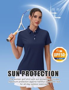 Polo à manches courtes pour femme, bleu marine uni, décontracté, respirant, tissé - Product Image 3