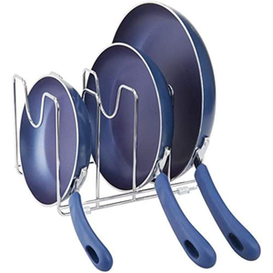 Support de Rangement Moderne et Écologique pour Casseroles et Poêles, en Acier Inoxydable, Étagère de Cuisine en Métal Noir avec Support pour Couvercles, Design Unique - Product Image 1