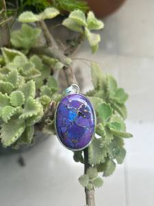 Colgante de turquesa cobre púrpura, piedra preciosa ovalada, plata de ley 925, joyería artesanal con piedras preciosas para mujer, joyería fina. - Product Image 5