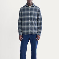 Kemeja Flanel Pria Lengan Panjang Motif Kotak-kotak Katun Kancing Depan Regular Fit Dua Saku Dada Ramah Lingkungan Bernapas