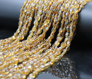 Cuentas de Citrino Genuino al por Mayor, Forma Ovalada Lisa, 4*7 mm, 14 Pulgadas, Cuentas de Citrino para la Fabricación de Joyas - Product Image 1