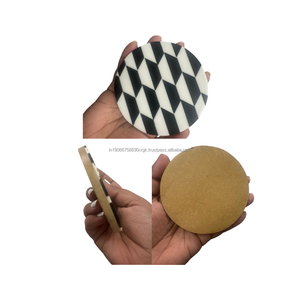 Posavasos Redondo de Resina Epoxi AG, Diseño Contemporáneo Antideslizante y Duradero, Geométrico en Blanco y Negro, Ecológico, Decoración para Mesa del Hogar (4 Pulgadas) - Product Image 3