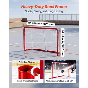 But de hockey de rue en acier robuste - Filet de hockey sur roulettes durable pour usage intérieur et extérieur, léger et portable - Product Image 3