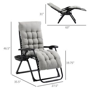 Sedia Reclinabile da Esterno con Portabicchieri e Cuscino per il Massimo Comfort - Product Image 3