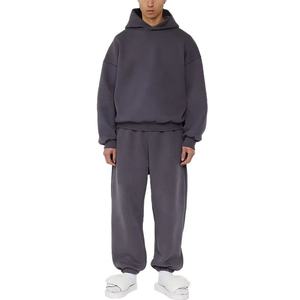 Conjunto de Sudadera con Capucha y Pantalones Deportivos Holgados de Algodón Grueso para Hombre, Conjunto Deportivo Extra Grande, Sudadera con Capucha y Pantalones Deportivos Personalizados - Product Image 3