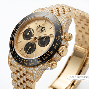 Montre chronographe Rolexx Daytonna Cosmographg en or jaune avec cristaux de diamant et moissanite, bracelet, 40 mm, quartz analogique, luxe pour homme - Product Image 5