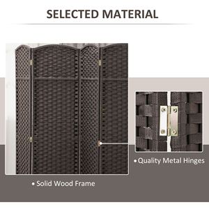 6-Panel 5.6FT Tall Brown <b>Folding</b> Room Divider <b>Screen</b> Handcrafted MDF Privacy Freestanding Partition for Home Office - Product Image 6