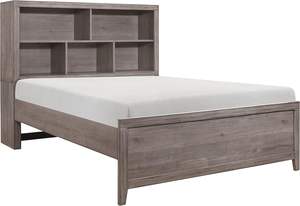 Queen <b>Platform</b> <b>Bed</b> Handcrafted in Brownish Gray Durable Solid <b>Wood</b> Frame with Traditional Design - Product Image 5