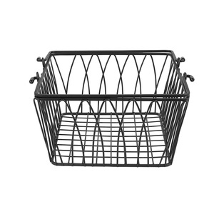 Panier de rangement en fil métallique de qualité supérieure avec poignées en bois pour buanderie - Product Image 4
