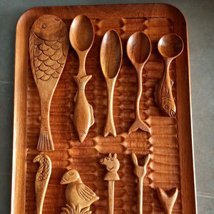 Cuchara de madera hecha a mano con forma de cola de ballena Doussie para cocinar, vajilla, utensilios de cocina para el hogar, restaurante, cena, fiesta, boda, regalo. - Product Image 1