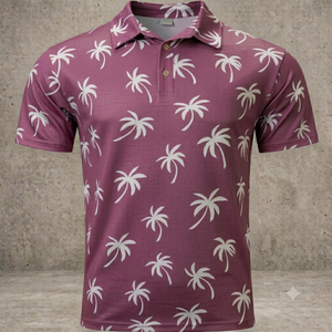 Camiseta de Golf para Hombre de Alta Calidad con Diseño de Palmeras, Manga Corta, Tejido de Poliéster, Cómoda, Transpirable y de Secado Rápido - Product Image 1