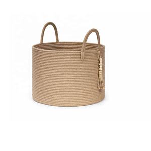 Panier de rangement haut en jute et coton tissé, moderne, lavable et de haute qualité, pour la lessive, la décoration du salon, les coussins, les couvertures et les jouets - Product Image 3