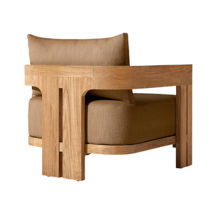 Sillón Minimalista de Madera Maciza con Asiento y Respaldo Acolchados para el Hogar - Product Image 3