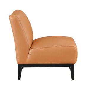 Lussuosa Poltrona in Pelle Arancione con Cuscino Confortevole e Schienale in Legno Massello per Arredamento Soggiorno - Product Image 3