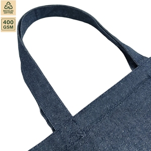 Bolsa de tela vaquera de 400 GSM con logotipo personalizado, bolsillo interior con cremallera, bolsa de compras reutilizable grande, 45.7x36.8x15.9 cm, venta al por mayor OEM - Product Image 4