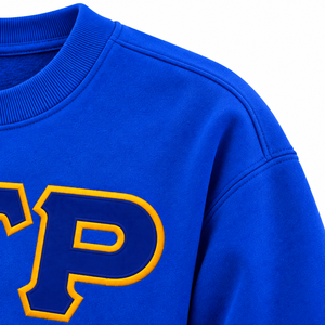 Sudadera Azul Rey con Cuello Redondo Sigma Gamma Rho, Diseño de Aplique con Letras Griegas en Contorno Amarillo, Manga Larga, Ropa Universitaria para Hermandades - Product Image 6