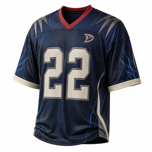 Men's Custom Football Jersey V-Neck Short Sleeve Sublimated Print Moisture Wicking <b>Mesh</b> Uniform Number 22 Team Style - Product Image 2