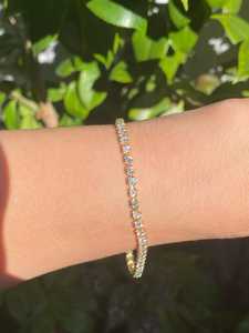 กำไลข้อมือเพชรแท้ 3 กะรัต ทองคำแท้ 14k 18k หรูหรา ขายส่งแบบชุดบัตเตอร์คัพ ลายสแกลลอป ลิงค์เพชร CVD HPHT เพาะเลี้ยงในห้องปฏิบัติการจากโรงงาน - Product Image 6