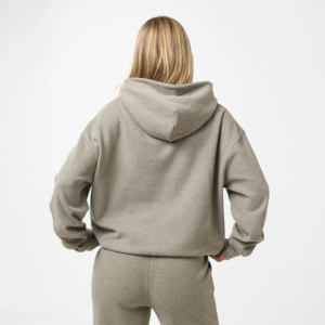 Ensemble de survêtement de luxe pour femme : sweat à capuche oversize et pantalon large en mélange de coton, décontracté, délavé à l'acide, couleur unie, 2 pièces - Product Image 5