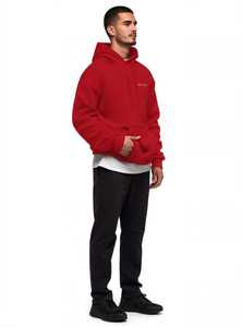 เสื้อฮู้ดดี้โอเวอร์ไซส์สีแดงสำหรับผู้ชาย แบบสวมหัว มีกระเป๋าจิงโจ้  ลำลอง - Product Image 2