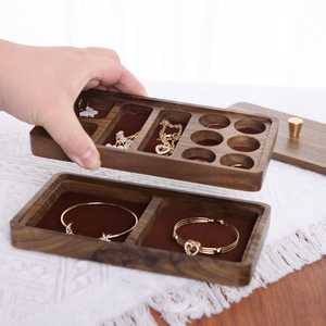 High-Grade Solid Wood Modern Rectangle Jewelry Storage <b>Box</b> Eco-Friendly Polished Technique Tabletop Necklace <b>Earrings</b> Organizer - Product Image 2