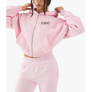 Sweat à capuche épais en tissu 2026, style streetwear, avec fermeture éclair, 3D embossé, 420 GSM, 100 % coton, pour adolescentes, mignon - Product Image 1