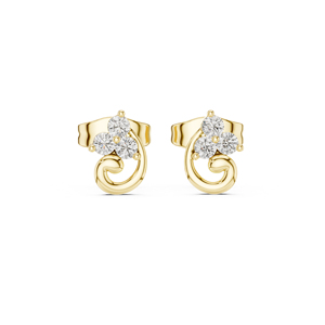 Boucles d'oreilles de fiançailles en or jaune 14 carats avec diamant rond cultivé en laboratoire pour femmes |   Nouveau diamant cultivé - Product Image 1