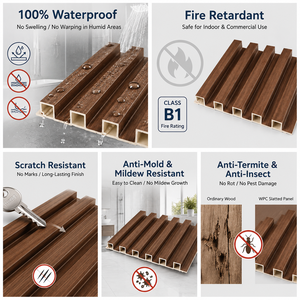 Paneles de Revestimiento de Pared WPC Resistentes al Agua con Elegante Diseño de Listones, Ideales para Entornos <span class=keywords><strong>Interiores</strong></span> Modernos - Product Image 5