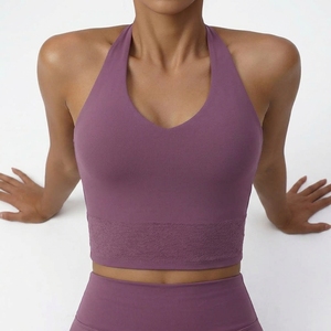Comfortable <b>Women</b> Cropped Yoga Tops <b>Sleeveless</b> Workout <b>Shirts</b> Stretch Activewear Quick Dry Spandex/Nylon Regular Fit for Fitness - Product Image 4