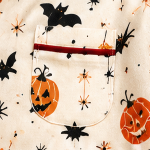 Conjunto de Pijama de Halloween para Bebés Unisex al por Mayor, Mono de Manga Larga con Estampado de Sombrero de Bruja, Telaraña y Calabaza - Product Image 5