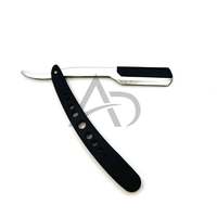 Rasoir de barbier noir argenté pour hommes, lame remplaçable, double ton, lame droite en acier inoxydable, rasoir à lame fixe