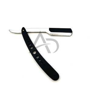Silver Black Barber <b>Razor</b> <b>For</b> <b>Men</b> Replaceable Blade Dual Tone Straight Edge Stainless Steel Blade Cutthroat <b>Razor</b> - Product Image 1
