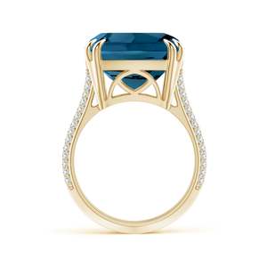 Luxury Women's Cushion Cut Sapphire <b>Cocktail</b> <b>Ring</b> With Pave Diamond Band Engagement Fine Jewelry - Product Image 2