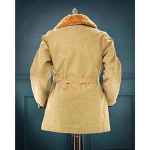 WWII US Vintage Style Trench Coat Made in Genuine Goatskin <b>Suede</b> Leather High Quality Custom Leather <b>Jacket</b> for Men - Product Image 4