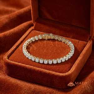 Round Cut Moissanite Tennis Bracelet Women 18K Gold Tone Stainless Steel Wedding Anniversary Jewelry <b>Gift</b> Style - Product Image 4