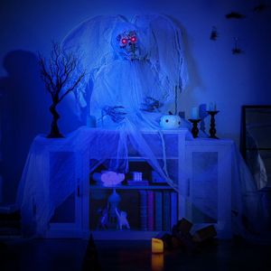 Décoration d'Halloween ange hanté debout de 2,5 m avec yeux lumineux et mouvement automatique des ailes - Product Image 5