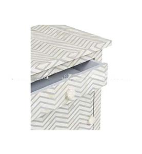 Mesa de Cajones con Incrustaciones de Hueso de ILAHI, Diseño Moderno con Detalles de Ágata, Almacenamiento de Tres Niveles, Mueble Portátil para el Hogar - Product Image 2