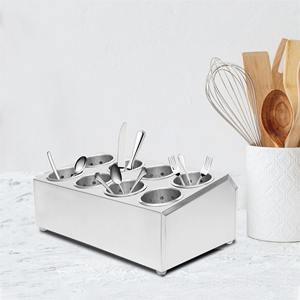 Organizador de Utensilios de Acero Plateado de Alta Resistencia con 8 Secciones, Ideal para Cafeterías, Cantinas y Hostales - Product Image 6