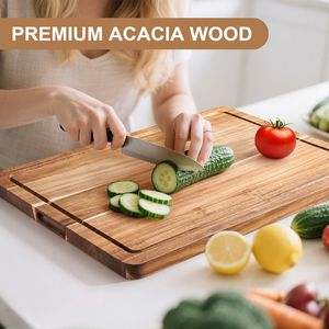 Tagliere Grande in Legno di Acacia Resistente 20*15 Pollici con Scanalatura per Succhi, Spesso, per BBQ e Uso Domestico - Product Image 5
