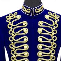 Veste de parade militaire napoléonienne unisexe verte d'été, style hussard, avec tressage doré, motif lettres respirant, 100% coton, pour adultes, haute qualité