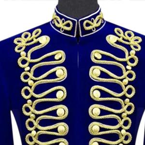 Veste de parade militaire napoléonienne unisexe verte Hussar avec tressage doré et motif lettres respirant - Product Image 3