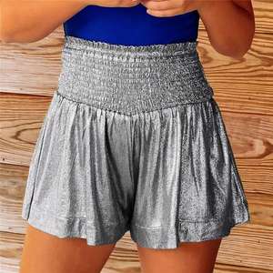 Shorts Deportivos Metálicos Brillantes de Cintura Alta para Mujer, al por Mayor, Elásticos, con Lentejuelas, de Verano, Lujosos, Cómodos y Brillantes, Estilo Mardi Gras - Product Image 3