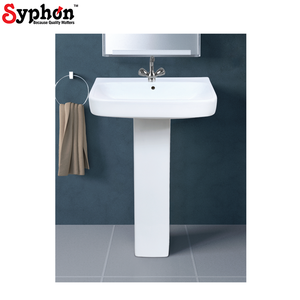 Fabriqué en Inde, qualité inégalée, style luxueux, lavabo en céramique blanche avec piédestal, option de logo personnalisé - Product Image 1