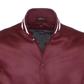 Men's Maroon Varsity Jacket Solid Color Polyester Satin Lining Turn-<b>down</b> Collar Regular Fit Casual Autumn Wear - Product Image 3