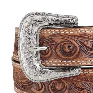 Cinturón Casual Occidental de Cuero Genuino con Grabado a Mano, Diseño Sólido, Hebilla de Acero Resistente Extraíble para Hombres y Mujeres - Product Image 2