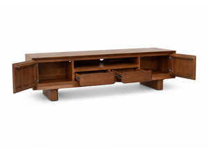 Modern Solid Wood <b>TV</b> <b>Stand</b> with Storage Drawers and Doors Scandinavian Design Floor Mount for Living Room 55-59 in - Product Image 4