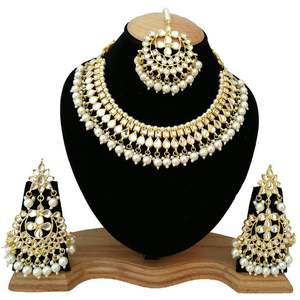 Ensemble collier ras-du-cou et boucles d'oreilles pour soirée de fiançailles, style or traditionnel, bijoux tendance, cadeau pour femme, collier plaqué or rouge pour mariage - Product Image 1