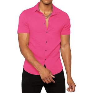2025 hommes décontracté été plage hauts 100% coton chemise boutonnée à manches courtes couleur unie-Hippie Yoga ODM approvisionnement - Product Image 4