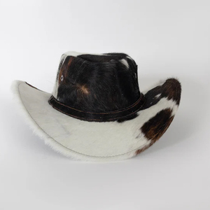 Sombrero de vaquero unisex de piel de vaca, ala ancha, informal, para adultos, de invierno, con forro de piel, 56-58 cm - Product Image 1